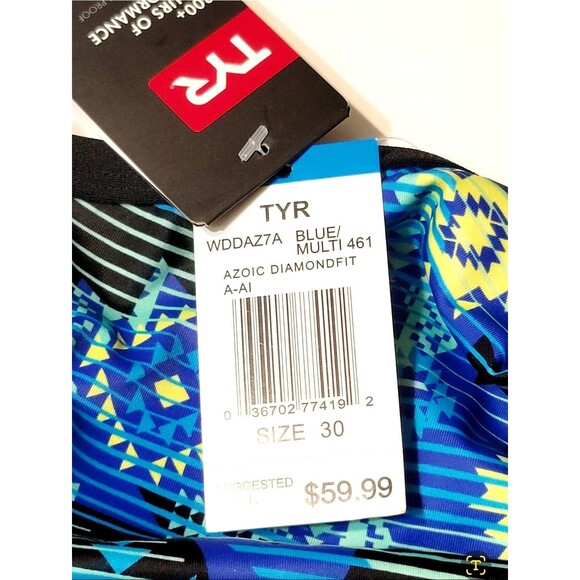 TYR Female Size 30 Azoic Diamondfit Durafast 1pc Swimsuit WDDAZ7A Lined Blue $60 - Picture 13 of 16